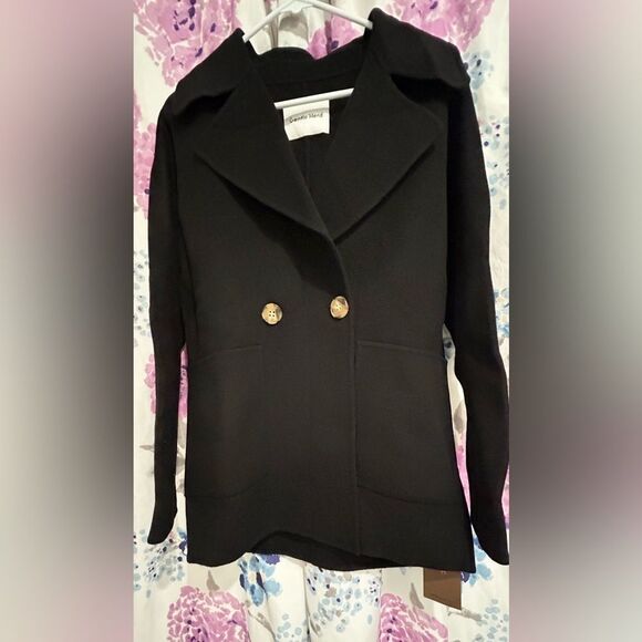 Gentle Herd Black 100% Wool Jacket - Size Small - NWT - Picture 1 of 5
